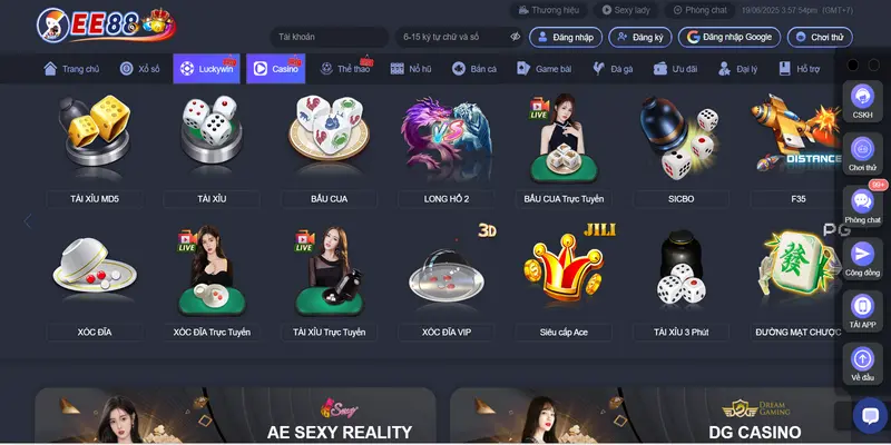 Các sảnh game nổi bật nhất của nhà cái EE88